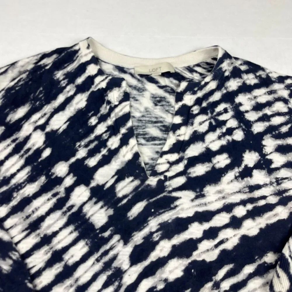 LOFT Cotton V-Neck Sweater Tie Dye Breathable Lightweight Layering Pullover XL - Picture 3 of 10